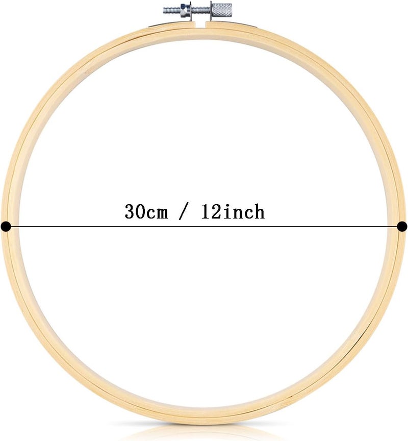 TINDTOP 3 Pieces Embroidery Hoops, 12 inch Bamboo Frame Circle Cross Stitch Hoop Ring Embroidery Hoops Set for Embroidery and Cross Stitch - Image 3
